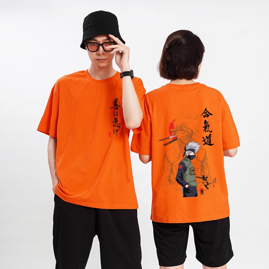 Áo thun Naruto thiết kế riêng, Áo cotton co giãn in trước sau cực chắc nét cho cả nam nữ