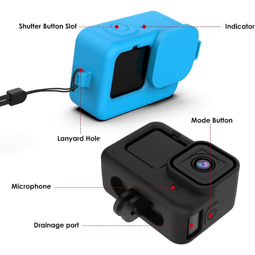 Ốp Lưng Dẻo Silicone Cho GoPro Hero 9 10 11 Đen Kính Cường Lực Bảo Vệ Màn Hình Màng Bảo Vệ Nắp Ống Kính Cho GoPro 11 10 9 Ốp Lưng