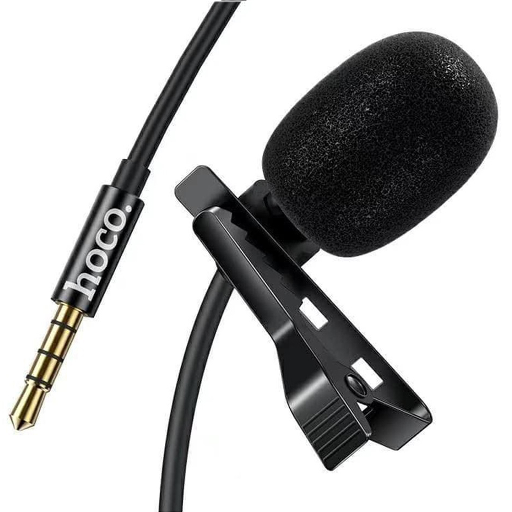 Microphone mini kẹp áo jack 3.5mm Hoco DI02 màng lọc âm khử tiếng ồn , thu âm nhạy dây dài 2m - Hàng chính hãng