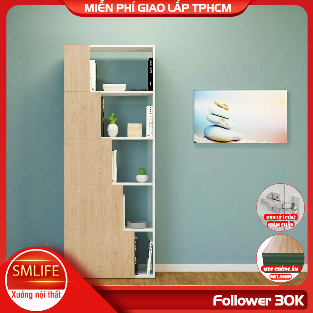 Tủ sách bằng gỗ thiết kế đơn giản SMLIFE Brec