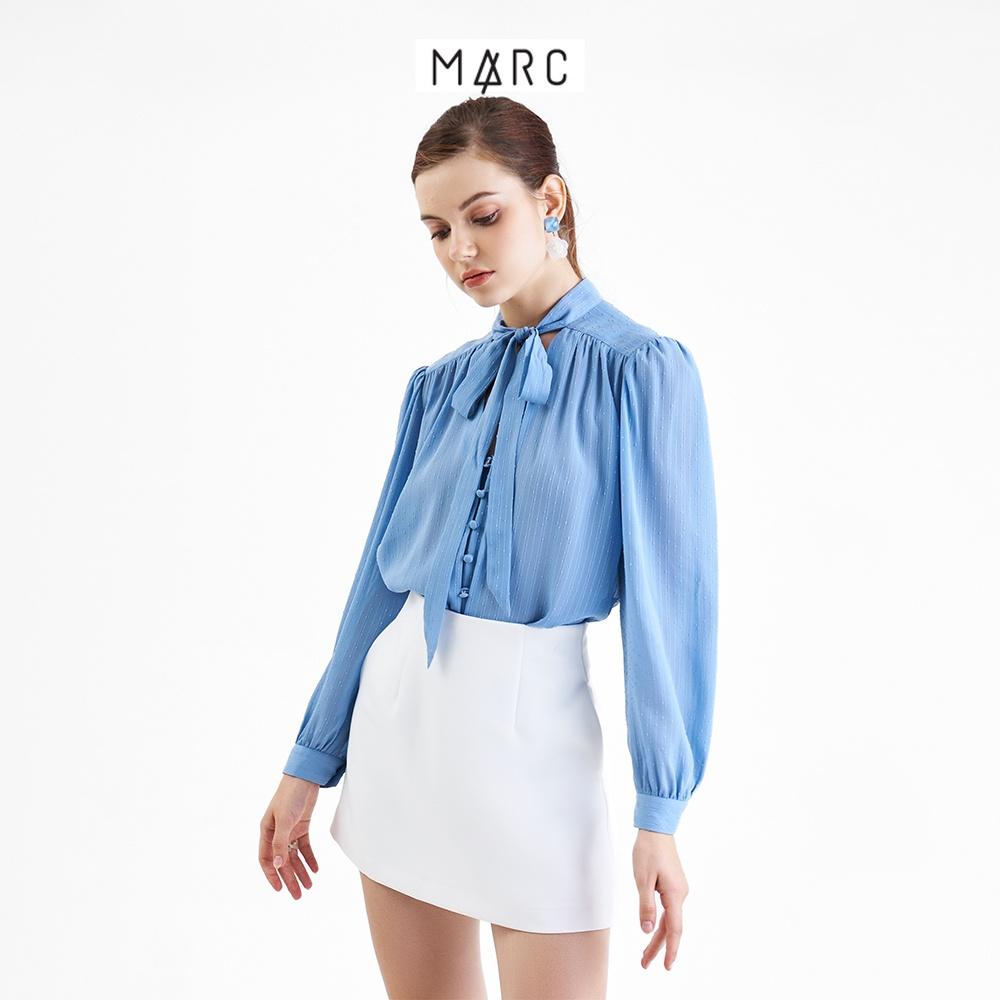 Áo kiểu sơ mi nữ MARC FASHION tay dài cổ tim cột nơ FANT092622