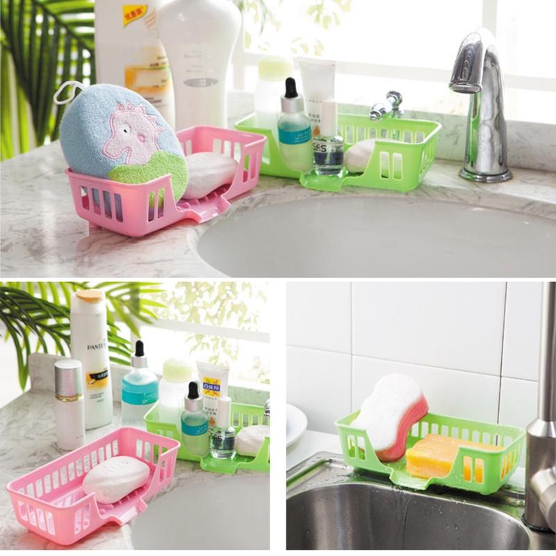 Bathroom Sink Storage Basket Home Organizer Holder Drain Rack Kitchen Faucet Sponge Box Shelves