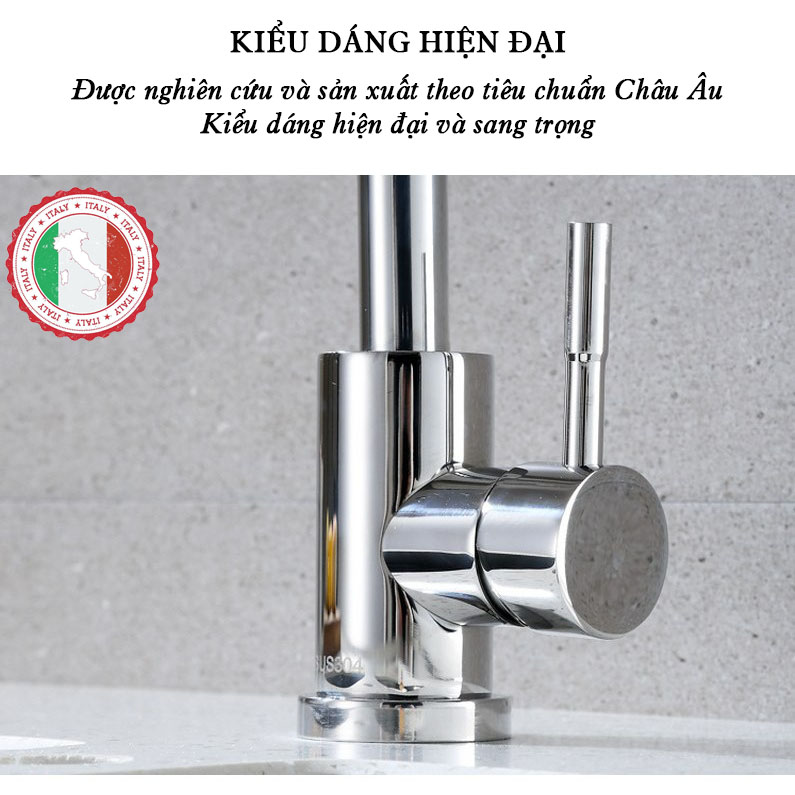 Vòi Lavabo nóng lạnh SUS304 Bóng - Cao cấp ITALIA