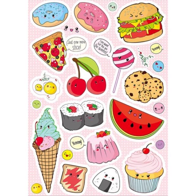 Sticker food dán nón bảo hiểm vali laptop