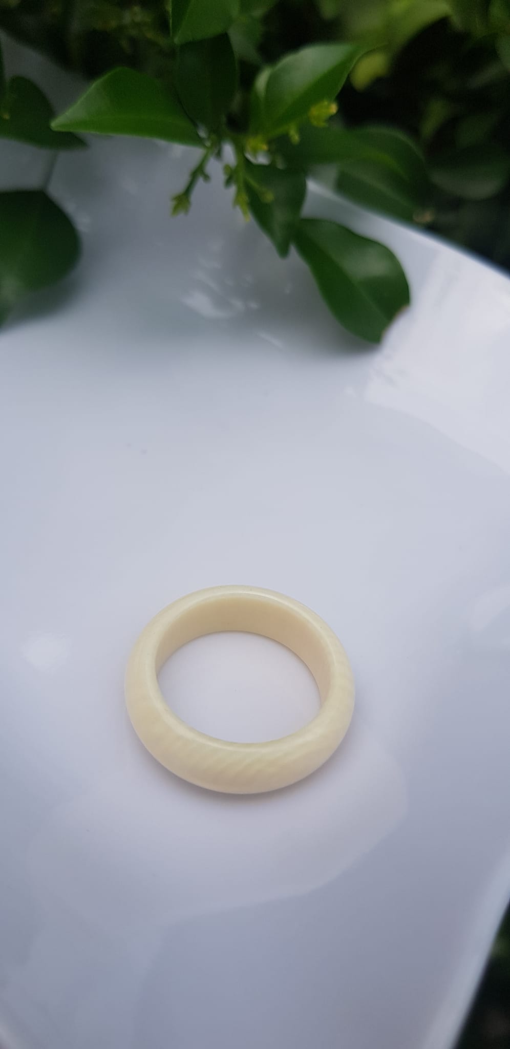 Nhẫn Nam tay nhỏ và nữ Nhẫn Ni 17mm x cao 6mm x dầy 3mm Màu trắng Ngọc Ngà vân tự nhiên đẹp sang tay ạ