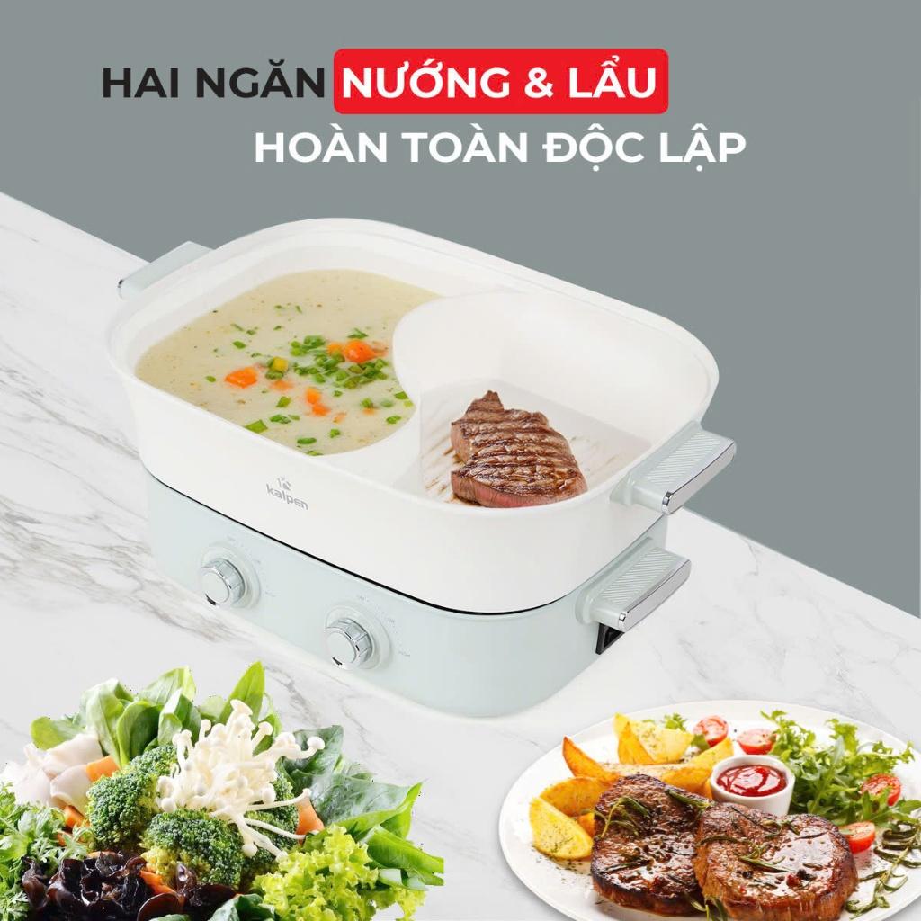 Bếp Nướng Lẩu Hai Ngăn Đa Năng Chính Hãng Kalpen 6.5L Công Suất 2200W Bảo Hành 2 Năm