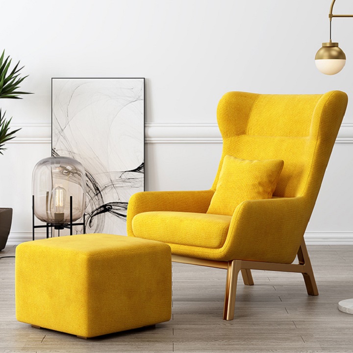 Ghế sofa lưng cao kèm đôn, ghế sofa thư giãn đọc sách, đọc báo nghỉ trưa văn phòng