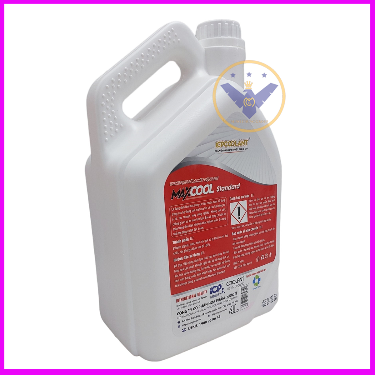 COMBO 2 can nước làm mát động cơ xe ô tô màu đỏ Maxcool 4L tặng nước rửa kính 2L