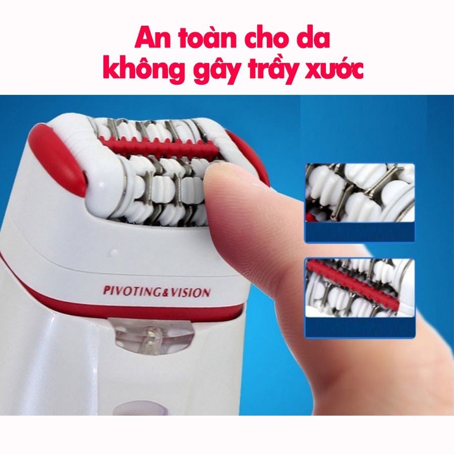 Máy tẩy lông tẩy và nhổ lông toàn thân, cạo lông tay chân, tẩy sạch lông vùng bikini sử dụng pin sạc chuyên nghiệp điều chỉnh 2 Đầu Thay Thế