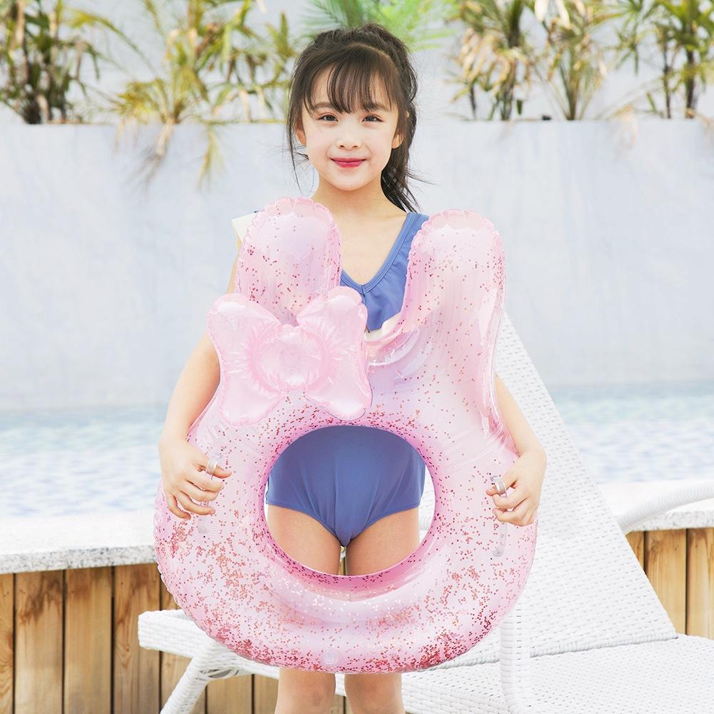 Phao Bơi Bơm Hơi Hình Tròn Đính Kim Sa Lấp Lánh Họa Tiết Hoạt Hình Cho Bé