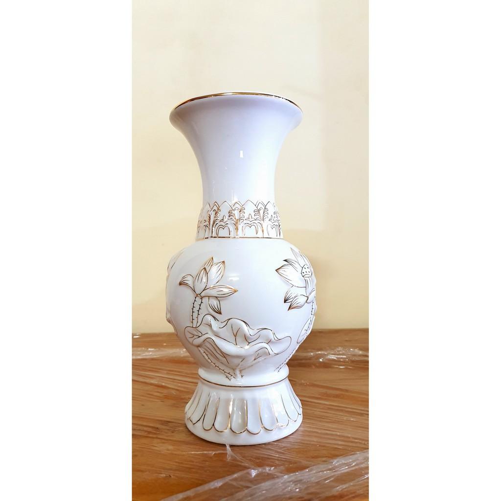 Bình bông bạch ngọc cao cấp cao 25cm