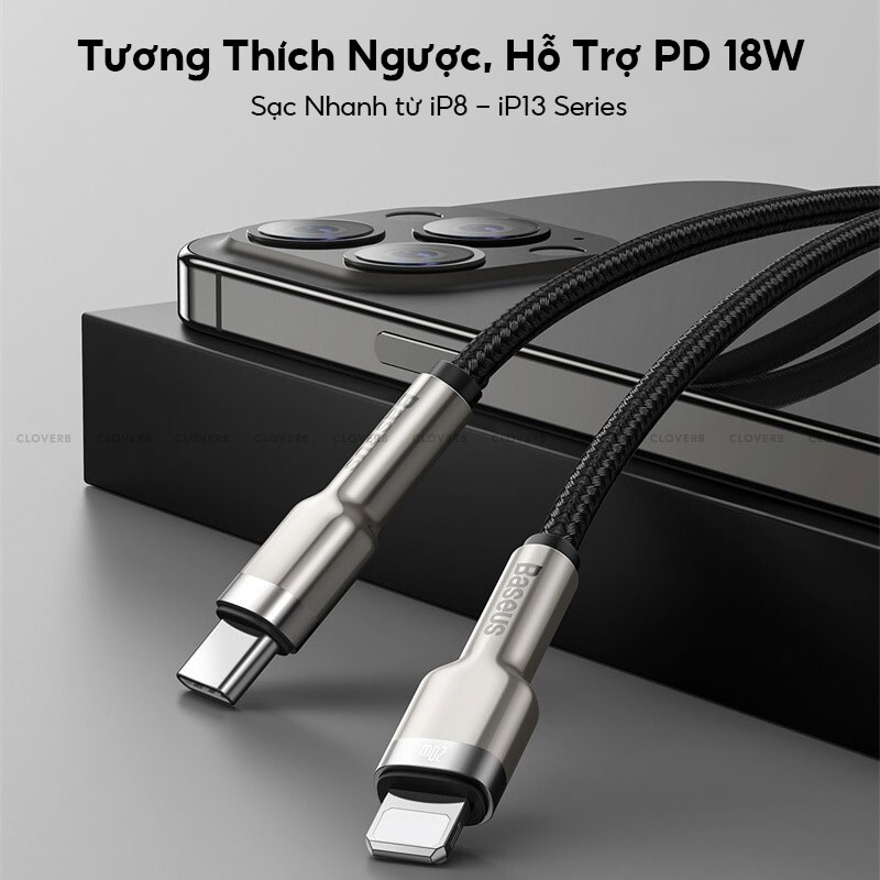 Dây Sạc Nhanh 20w Baseus Cafule Series Metal Data Cable Type-c To Ip Cho iPhone | Hàng Chính Hãng