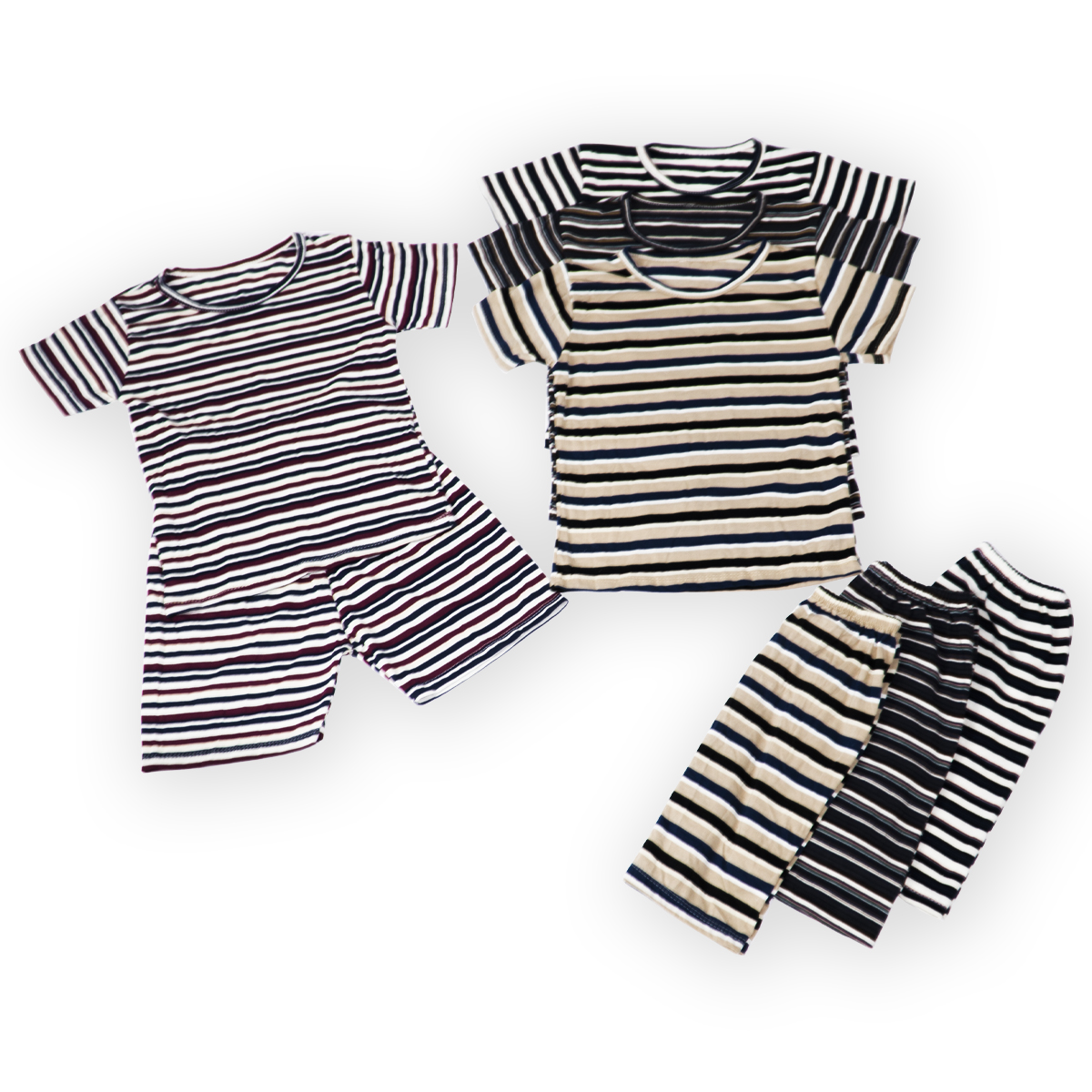 Combo 5 bộ đồ trẻ em MIMYKID sọc ngang kiểu lửng, chất liệu vải cotton 100% dày mịn và thấm hút tốt, set đồ thời trang cho bé từ 4-16kg - (Giao Màu Ngẫu Nhiên)