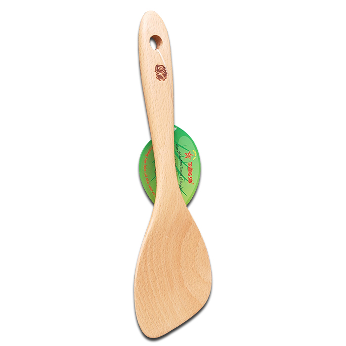 Muỗng Xới Cơm Mui Xéo - Vá Sạn Gỗ 02 Xéo ( 24.5 x 7.5 cm ) - Đồ Gỗ Nhà Bếp Thương Hiệu Trường Sơn