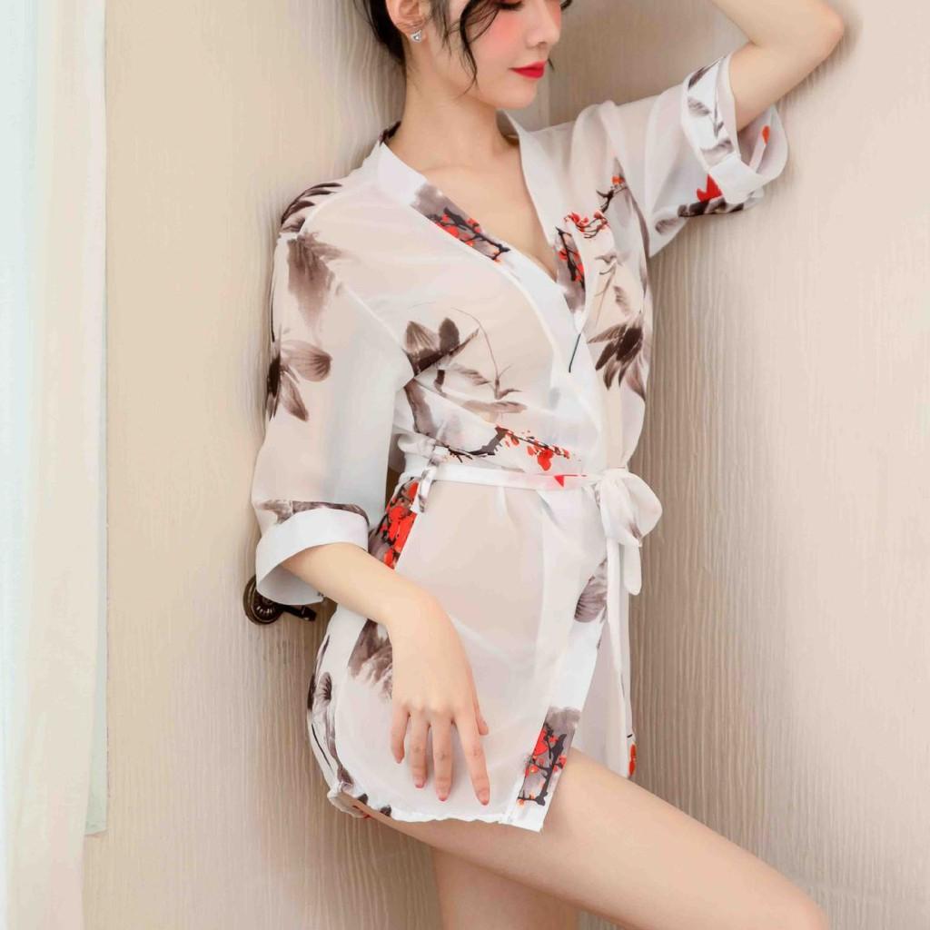 Áo choàng ngủ phối họa tiết Trung Hoa sang trọng Sherry Store S075