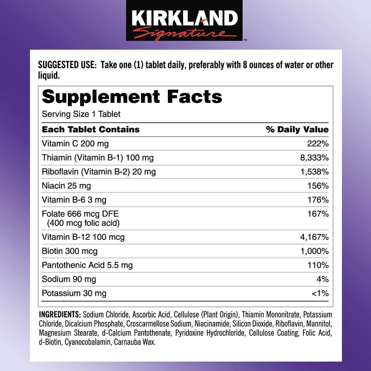 Vitamin B Kirkland Super B-Complex hỗ trợ chuyển hóa năng lượng, tăng hấp thụ dinh dưỡng, cải thiện suy nhược, thêm chất chống oxy hóa - OZ Slim Store