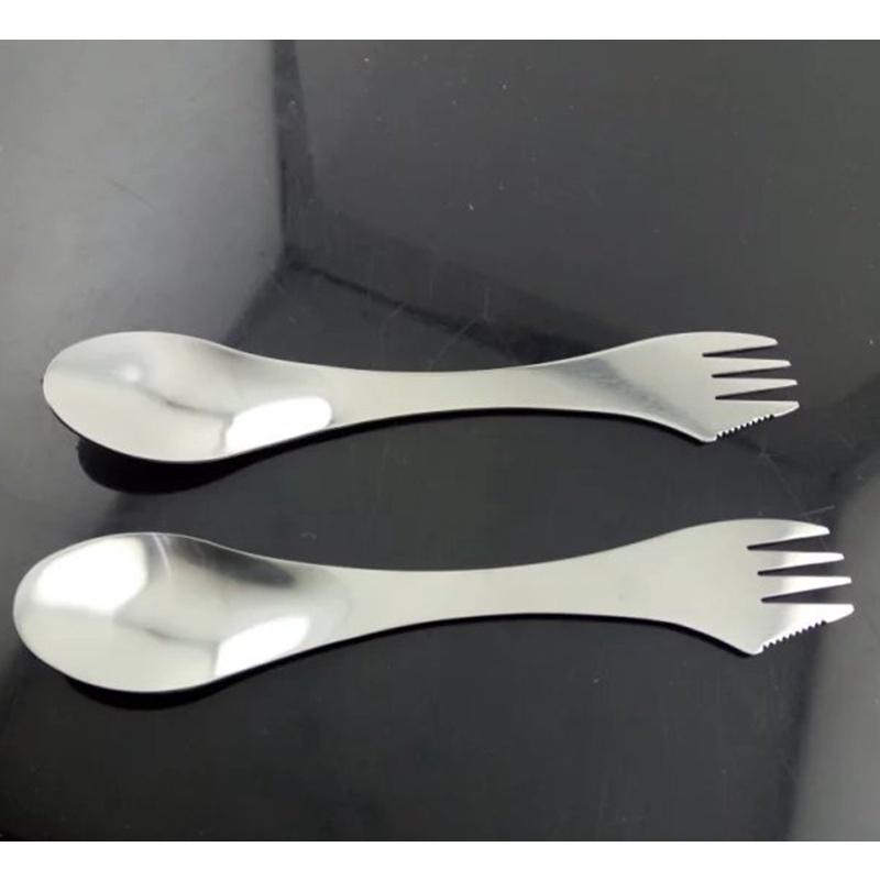 Muỗng nĩa ăn bằng thép không gỉ 3 trong 1 tiện dụng khi đi cắm trại