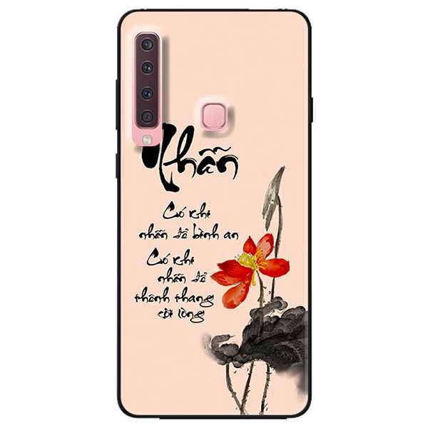 Ốp lưng in cho Samsung A9 2018 Mẫu Thư Pháp Nhẫn Nền Hồng