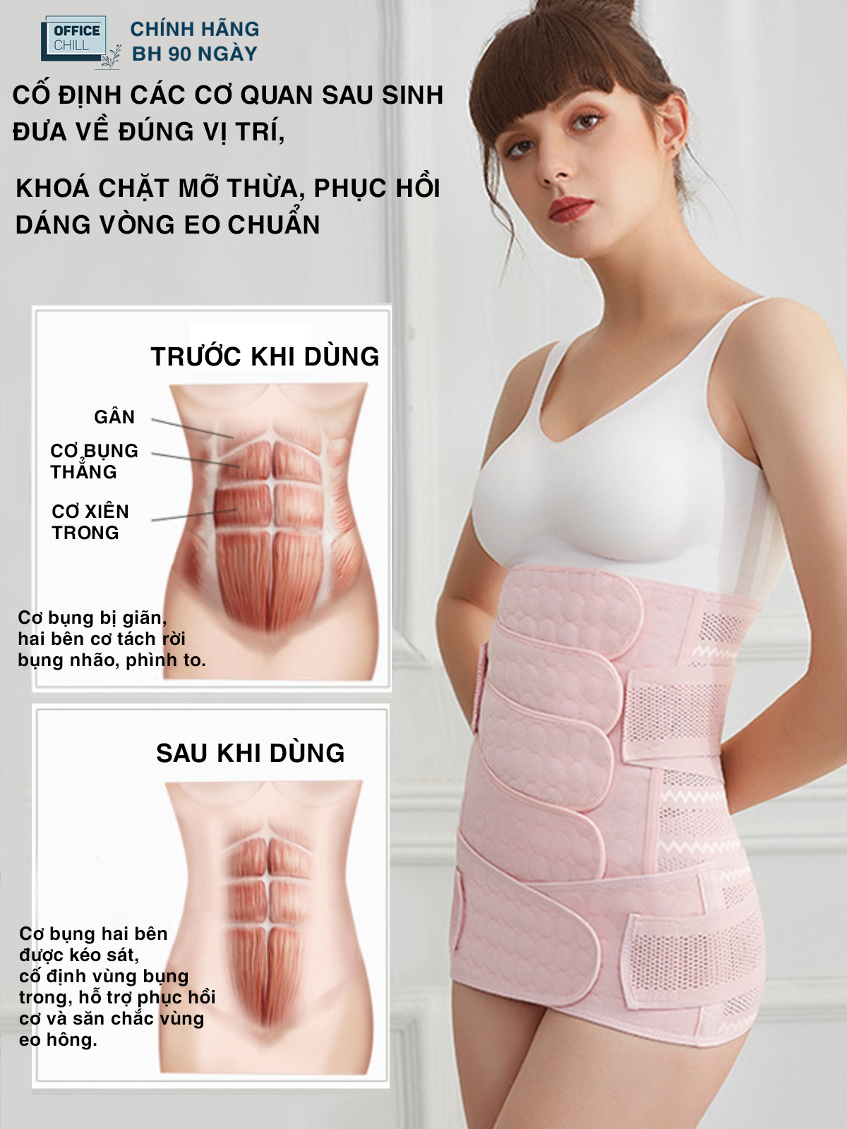 Đai Nịt Bụng Định Hình Eo Sau Sinh OFFICE CHILL Gen Định Hình Giữ Dáng Sau Sinh Hiệu Quả