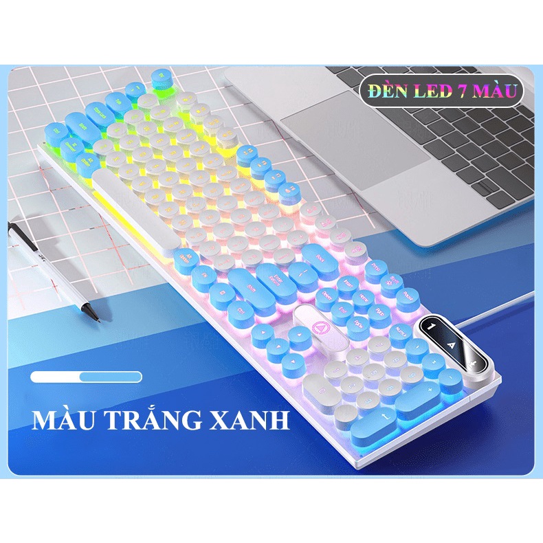 Bàn phím YINDIAO K600 giả cơ nút tròn nhiều màu sắc và có đèn led xuyên phím chuyên game