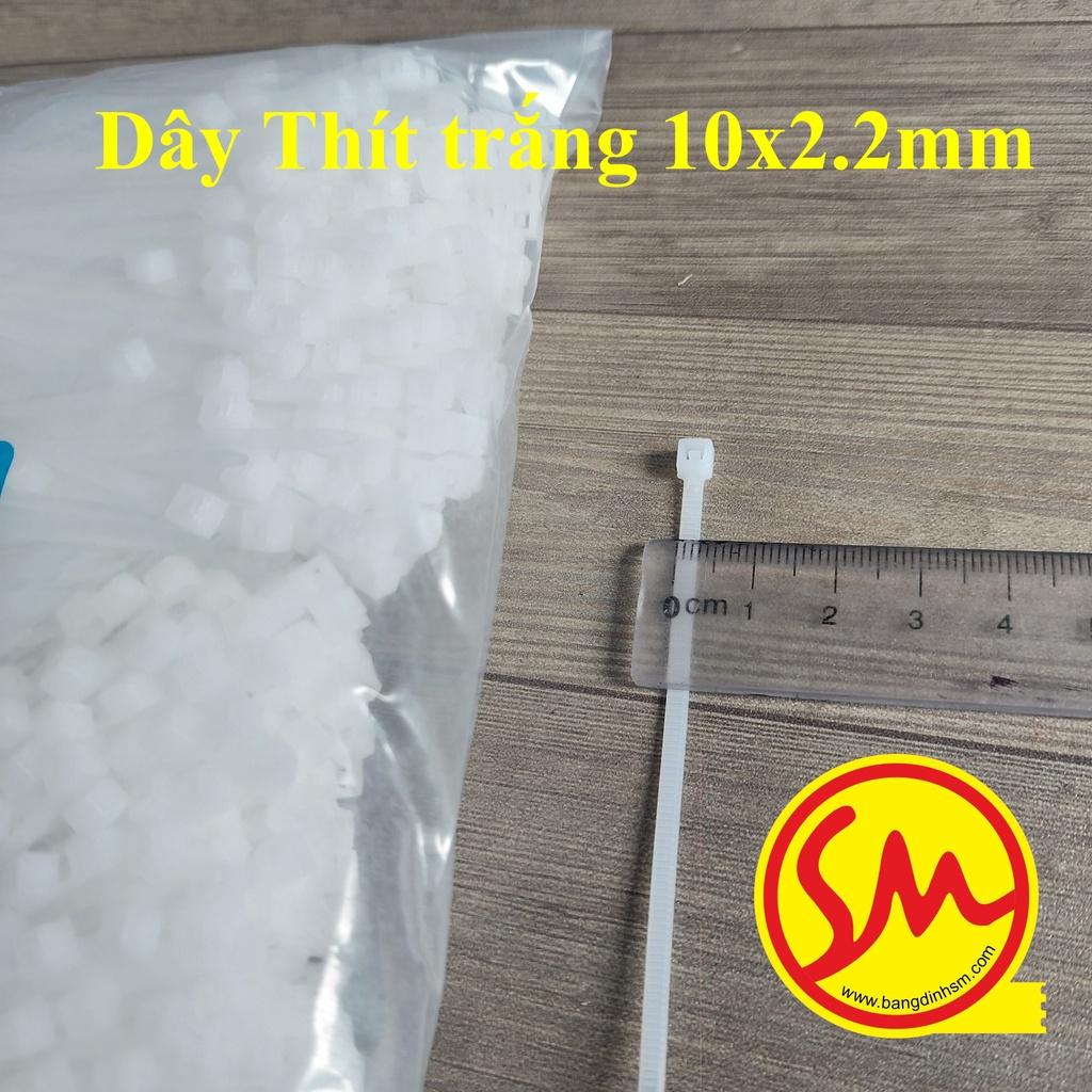 DÂY THÍT, DÂY RÚT NHỰA TRẮNG dài 10cm bản 2.2mm chuyên dùng để BUỘC, THẮT, CỐ ĐỊNH CÁC ĐỒ VẬT