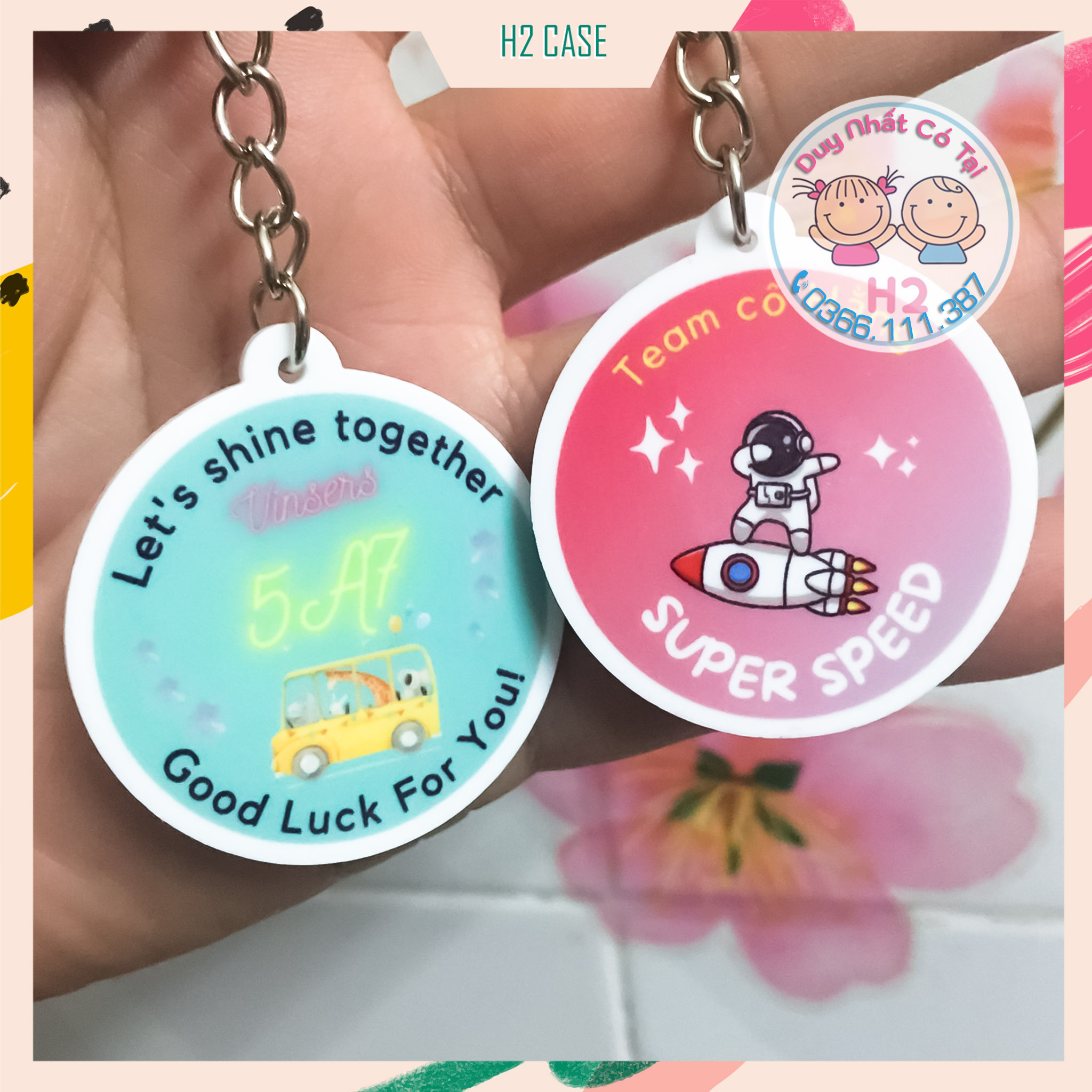 Móc khóa Mica 2 mặt in theo yêu cầu