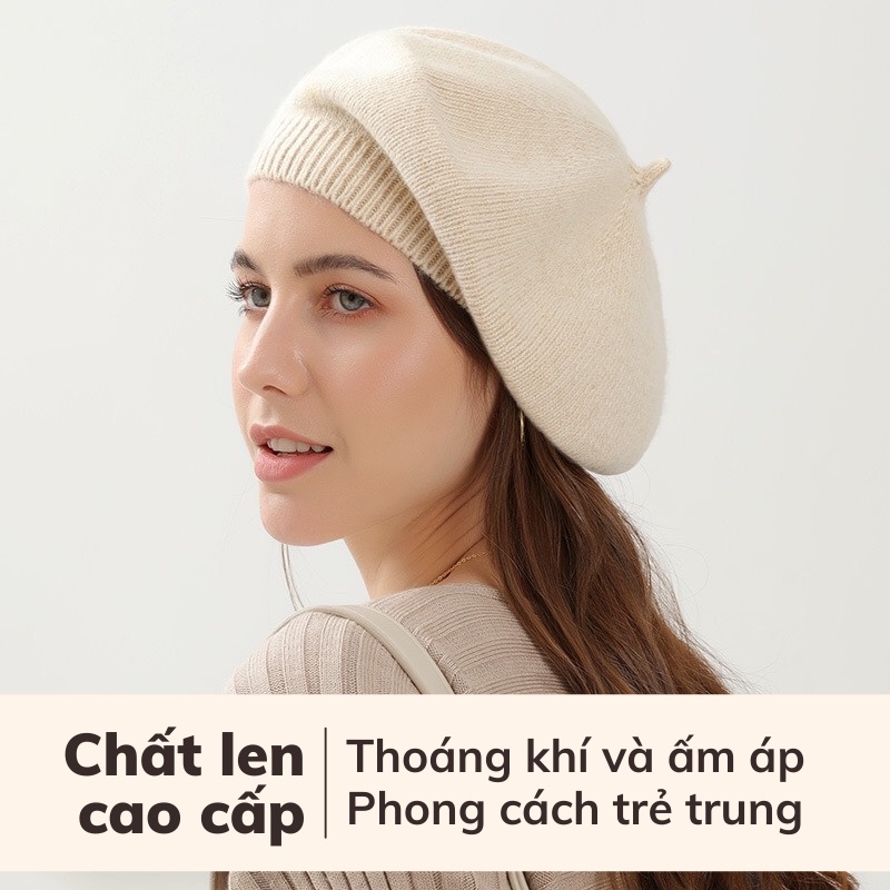 Mũ len beret nữ chất len cao cấp , Nón len Golovejoy DMZ56