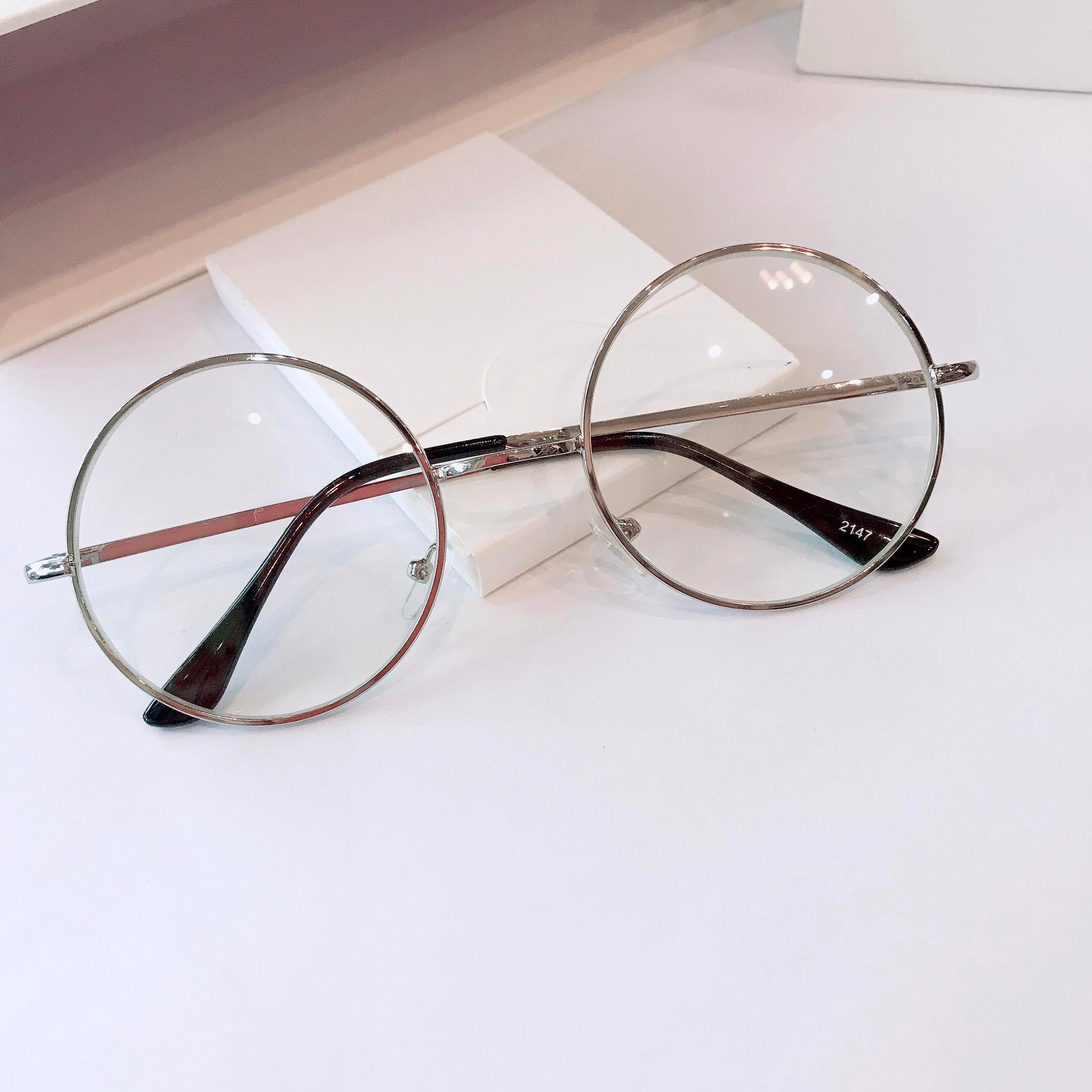 Kính Gọng Nam Nữ Mắt Tròn Xoe Kim Loại Ulzzang
