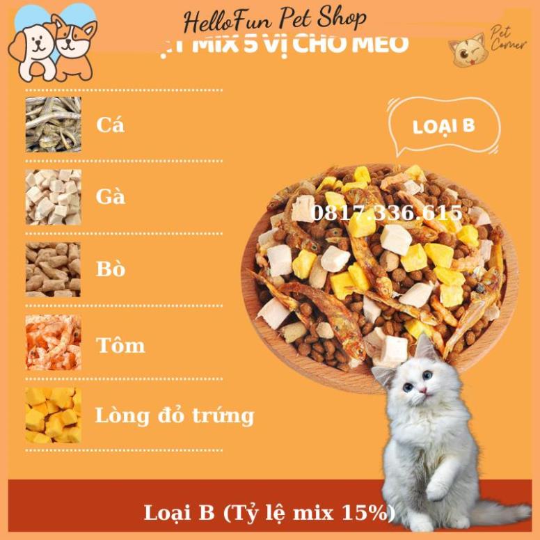 Hạt mix cao cấp cho cún trộn thịt bò, gà, tôm, cá, lòng đỏ trứng, rau củ quả - Thức ăn hạt cho chó kén ăn