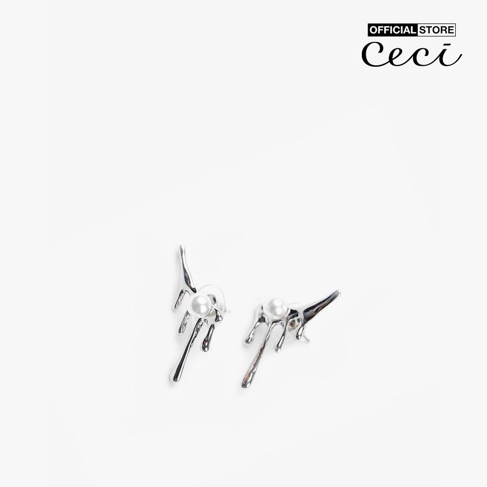 CECI - Khuyên tai nữ xỏ lỗ kiểu dáng độc đáo phối đính ngọc trai CC1-09000108-07
