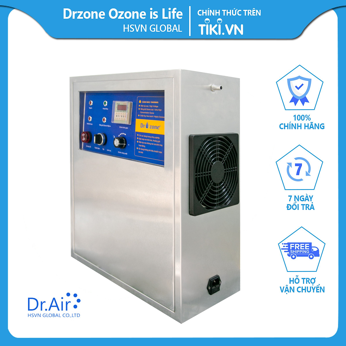 Máy tạo Ozone công nghiệp xử lý nước nuôi cá DrOzone D3 - Hàng Chính Hãng