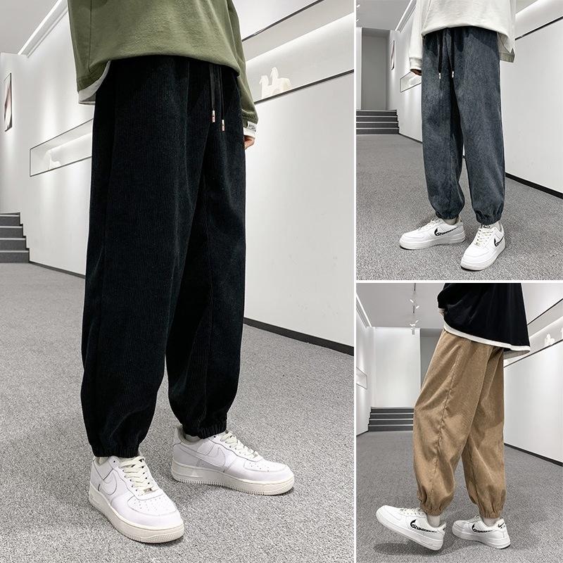 Quần Jogger nhung tăm Menswear năng động đễ phối đồ với 4 màu cơ bản đen, nâu, ghi tối, ghi sáng