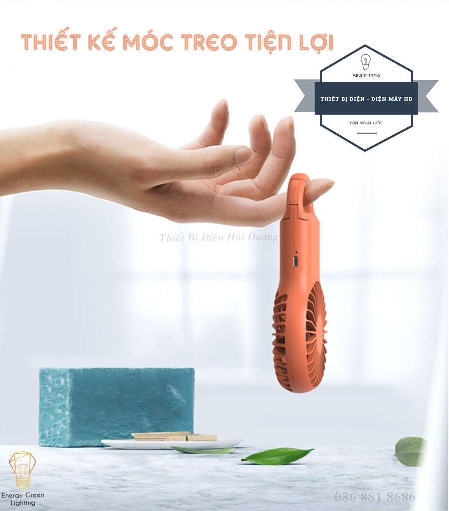 Quạt Mini Cầm Tay Tích Điện X-102 - 5 Cánh Quạt - Móc Treo Tiện Lợi - 3 Tốc Độ Gió Siêu Mát