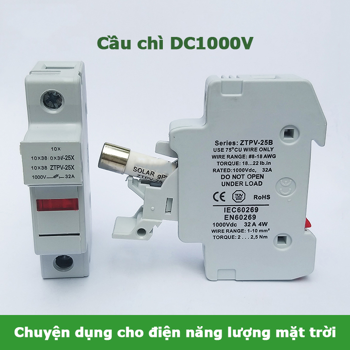 Bộ cầu chì LKET Solar 1000V DC cho điện năng lượng mặt trời 1A 2A 3A 4A 5A 6A 8A 10A 12A 15A 16A 20A