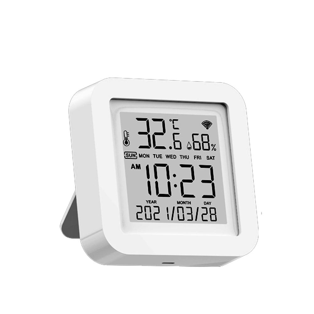 Tuya WiFi LCD Display Screen USB Power Supplys Intellgient Sensors ℉/℃ Switch Time/Date/Temperature/Humidity Display Home Intelligent Linkage Sensors Compatible with Alexa Google Home