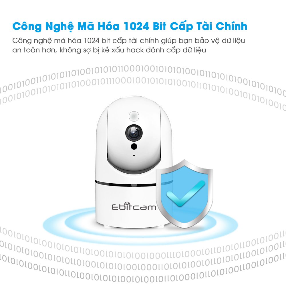 Camera Ip Wifi Xoay 350 Độ Ebitcam 851- Độ Phân Giải 2MP - Mẫu Mới Nhất 2021- Hàng Chính Hãng