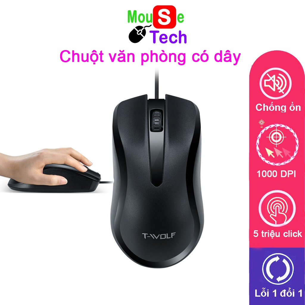 Chuột máy tính văn phòng Thunder Wolf V12 Silent 1000DPI