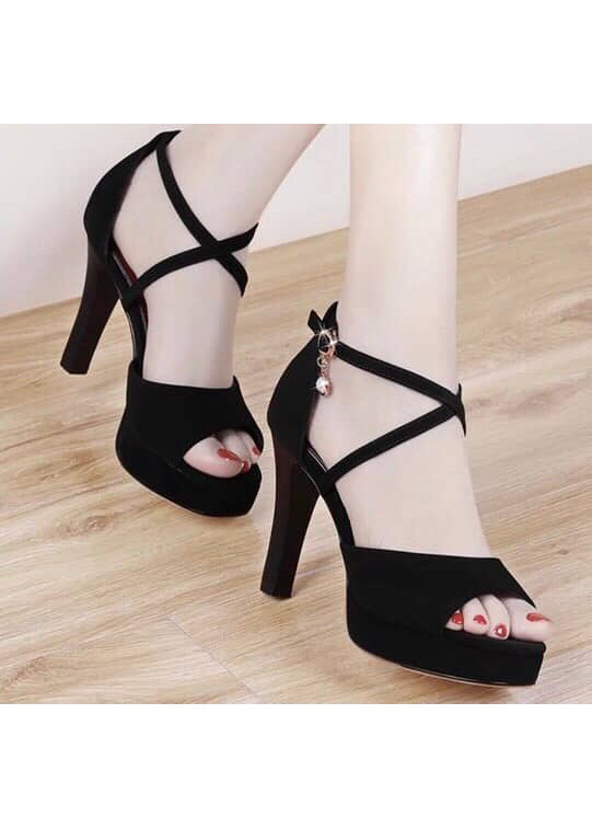 GIÀY CAO GÓT 9CM PHỐI QUAI CÁCH ĐIỆU CHẤT DA SI MỀM CAO CẤP