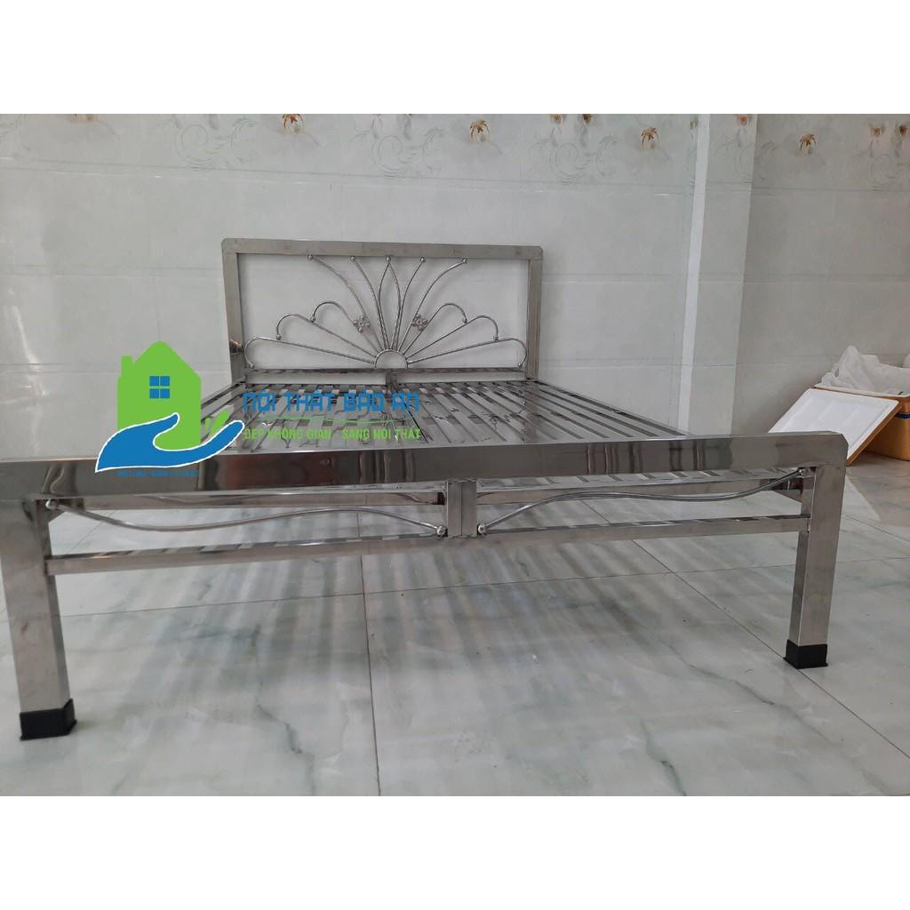 Giường inox vuông không nệm đầu giường - Nội Thất Bảo An