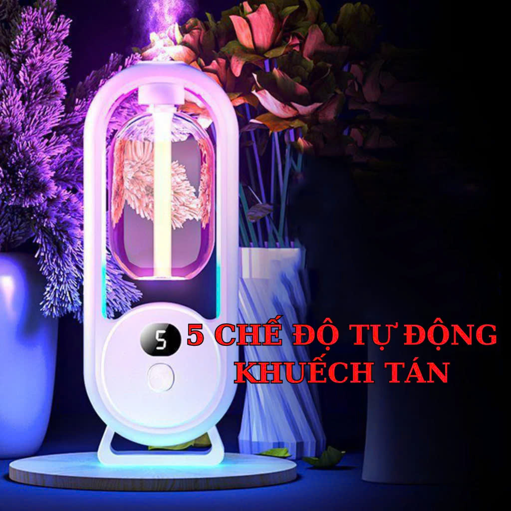 Bộ Máy Xịt Thơm Phòng Tự Động 5 Chế Độ (Gồm Máy &amp; 01 Lõi Tinh Dầu) Máy Khuyếch Tán Tinh Dầu Decor Phòng Ngủ