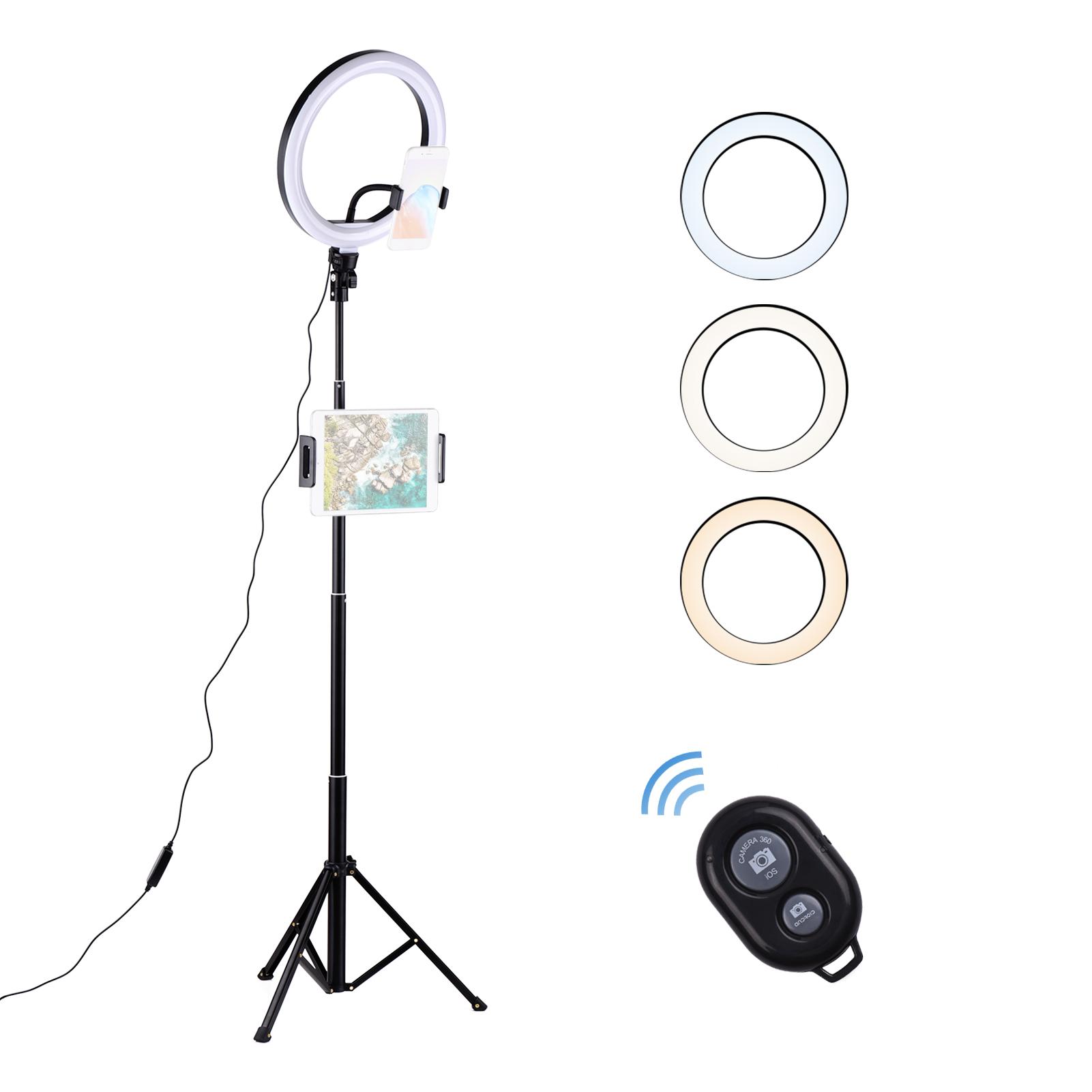 Giá đỡ điện thoại dạng Đèn LED vòng tự sướng 6 inch, 3 chế độ,10 mức độ sáng với giá đỡ ba chân - 6 inch