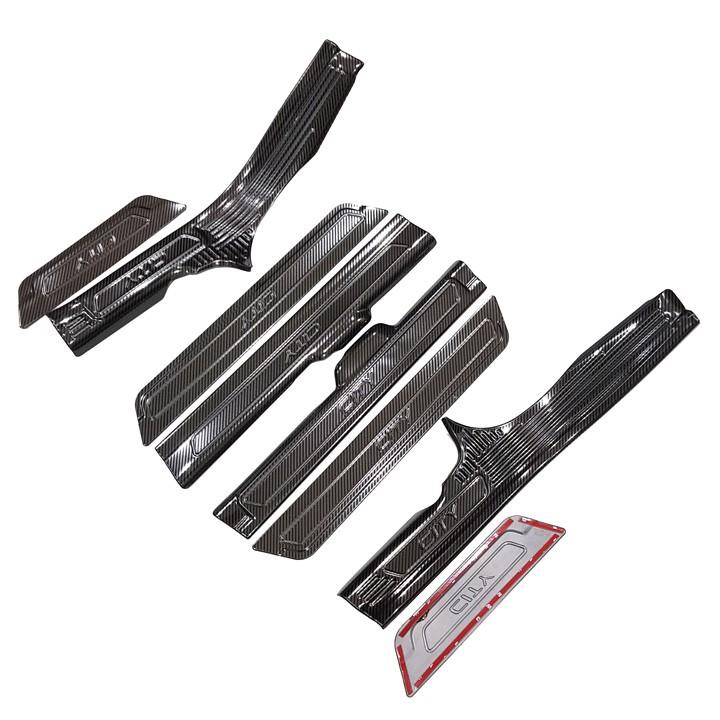 Bộ Ốp bậc cửa, Nẹp bước chân Honda City 2015-2021 vân Carbon