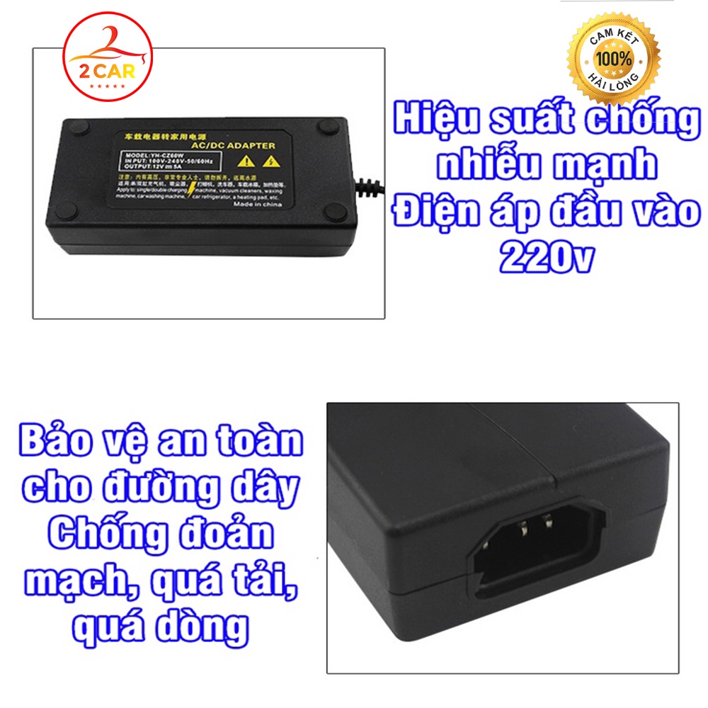 Bộ chuyển đổi nguồn điện 220V sang 12V, chuyển đổi nguồn điện máy hút bụi ô tô, bơm ô tô