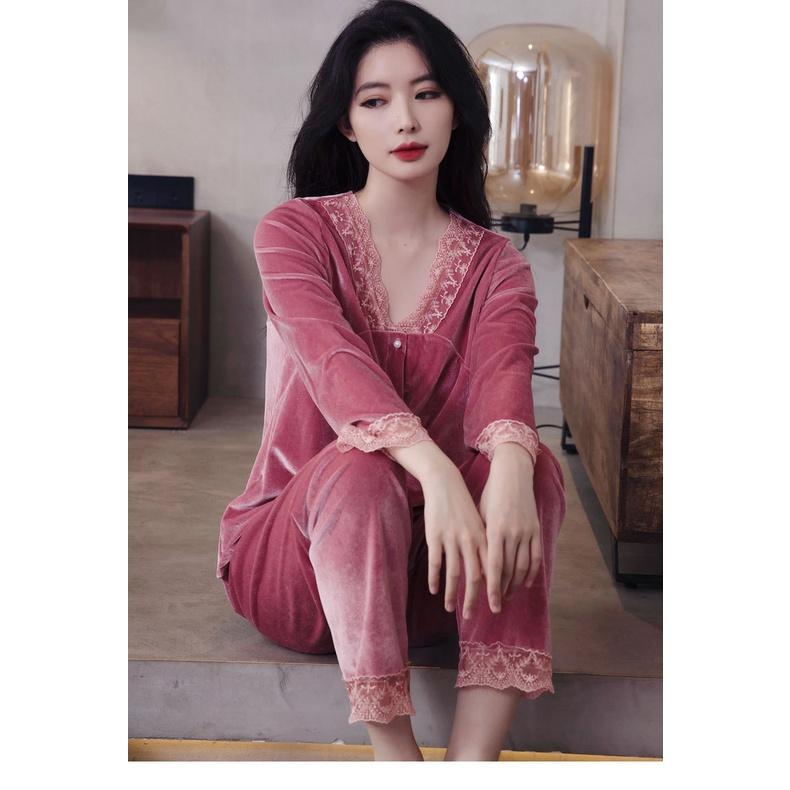 Bộ Đồ Mặc Nhà ️Đồ Ngủ Pijama Nhung Cao Cấp Siêu Mềm Mịn - ELSA
