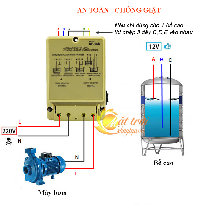 Cảm biến bơm nước tự động DF-96B - Cảm biến DF -96B + 3 đầu dò cảm biến