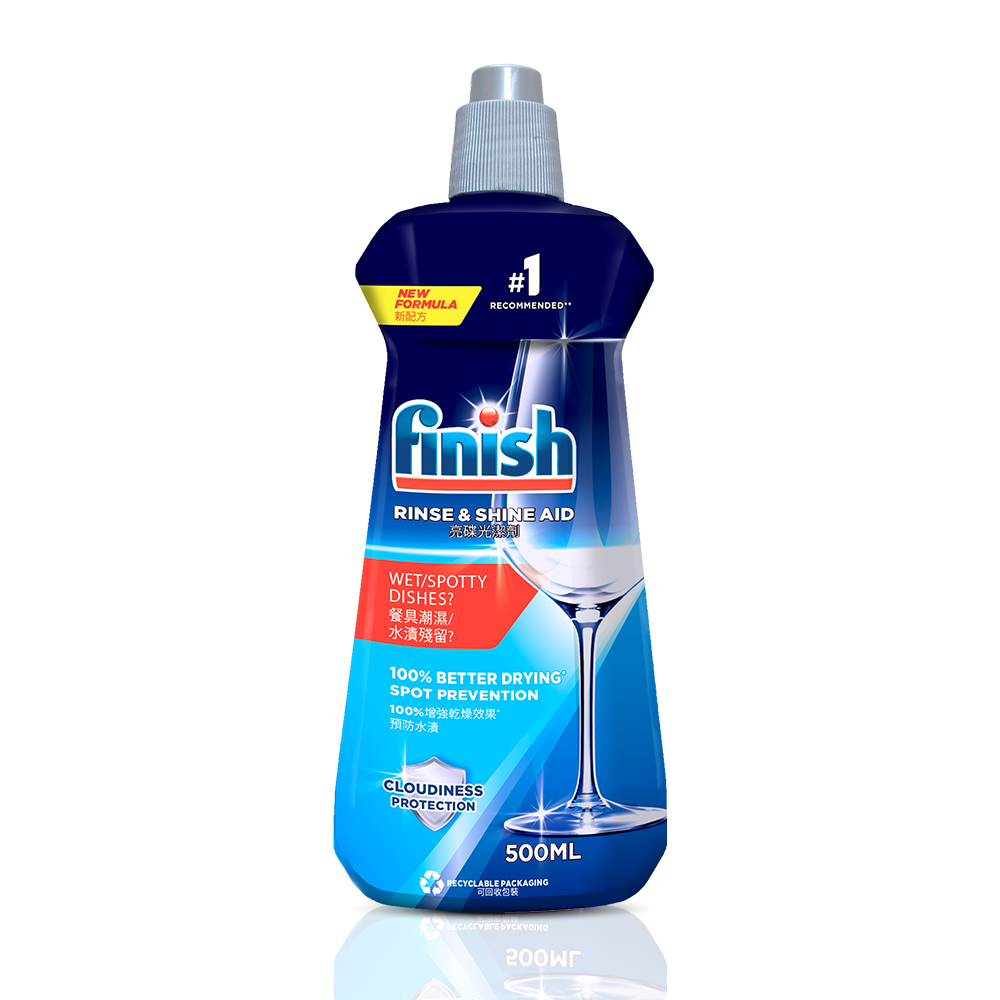 Combo Viên Rửa Chén Powerball Power Essential Lemon Sparkle - Túi 100 viên + Nước làm bóng Finish Rinse &amp; Shine Aid 500ml