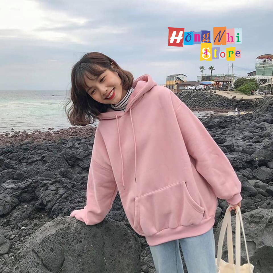 Áo Khoác Hoodie Trơn Ulzzang Unisex Hồng Ruốc Chất Nỉ Bông Cao Cấp Dáng Rộng Nam Nữ - MM