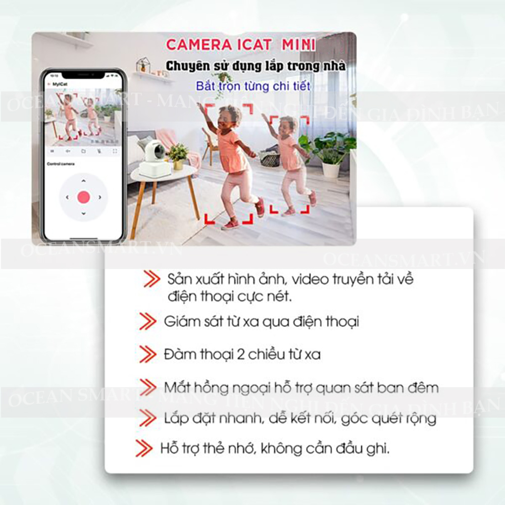 Camera Kết Nối Thông Minh Độ Phân Giải Cao Wifi ICat Mini - CMRICMINI - HÀNG CHÍNH HÃNG