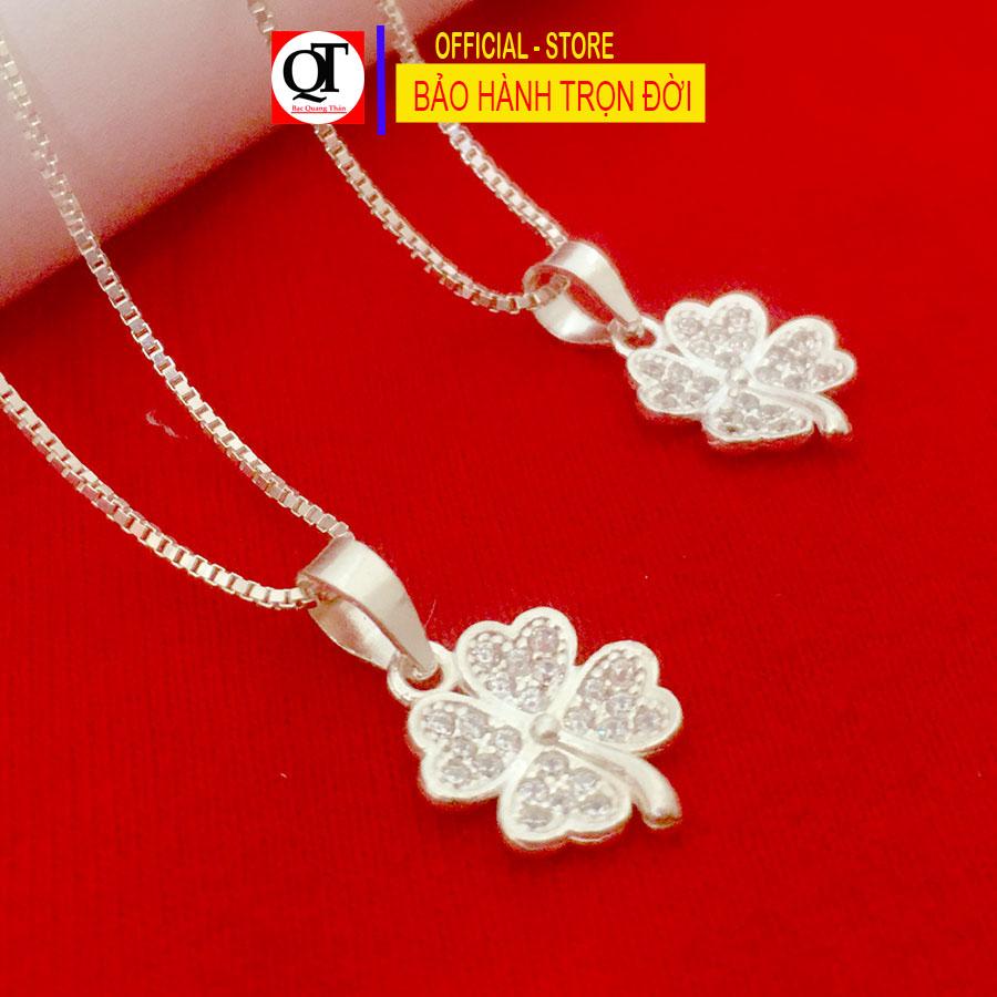 Dây chuyền nữ bạc bản vuông Bạc Quang Thản KQTBTS24QH chất liệu bạc trắng không xi mạ.