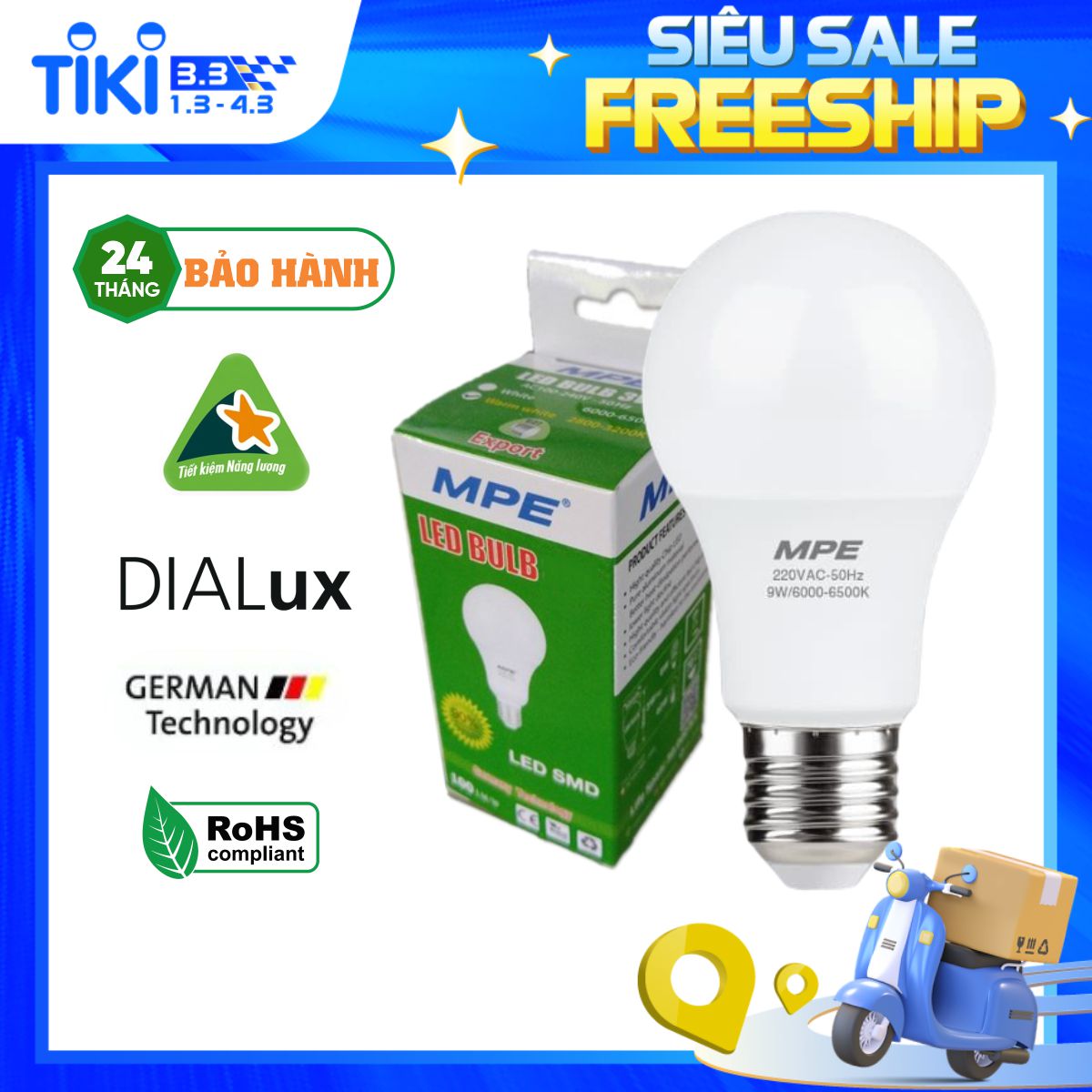 Bóng đèn LED Bulb MPE LBD E27 - Tiết kiệm điện, Tiêu chuẩn Châu Âu, Thương hiệu Việt Nam - Hàng Chính Hãng